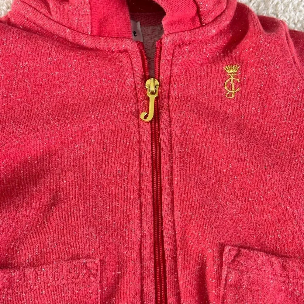 Juicy couture‎ Sweatshirt girls toddler Sz 6-12 month hoodie zip up Embroidered